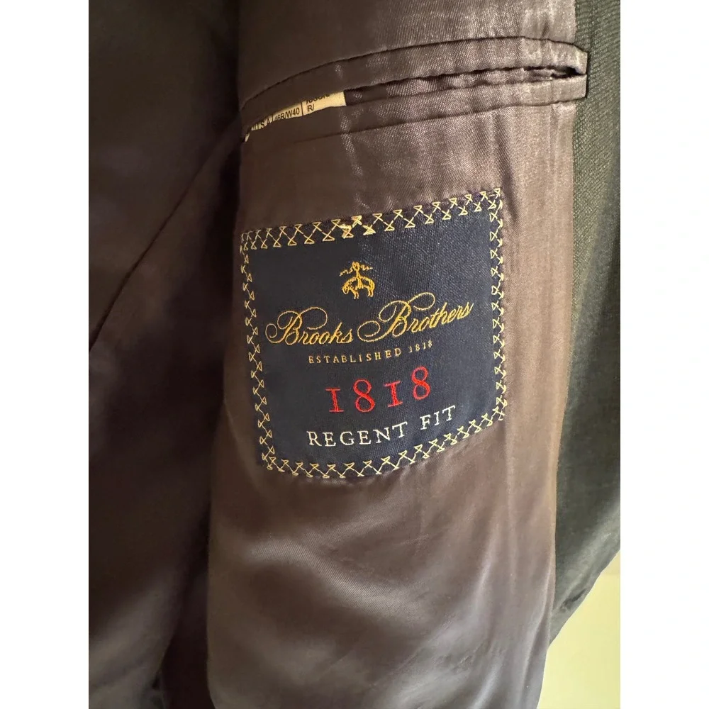 Brooks Brothers 1818 Regent Fit Blazer Charcoal Grey Wool Vitale Barberis 46R‎